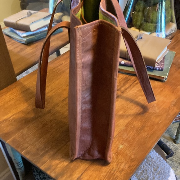 Tall leather tote- never used - like new 13 1/2” by 13 1/2” - Picture 4 of 10